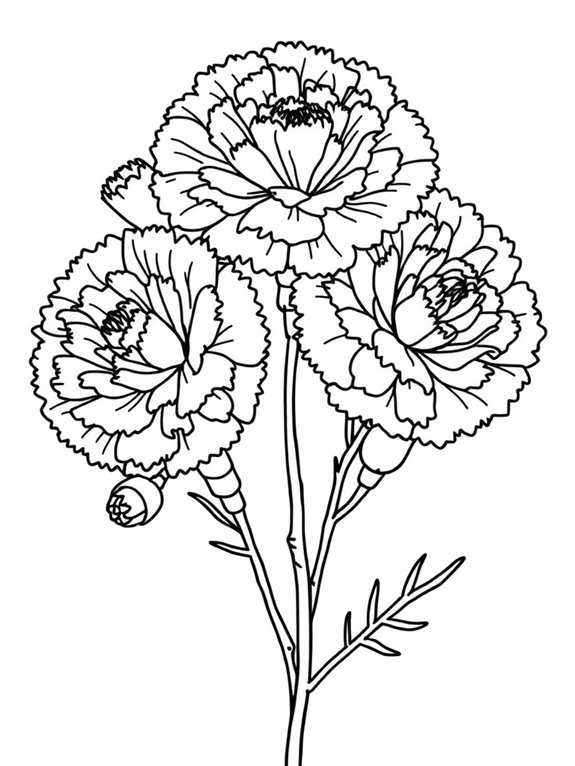 carnations coloring page outline