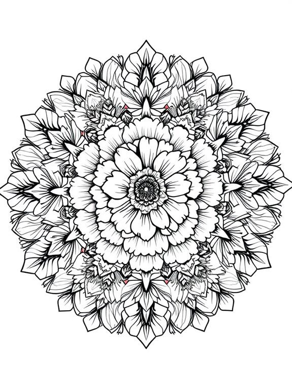 carnations floral mandala design