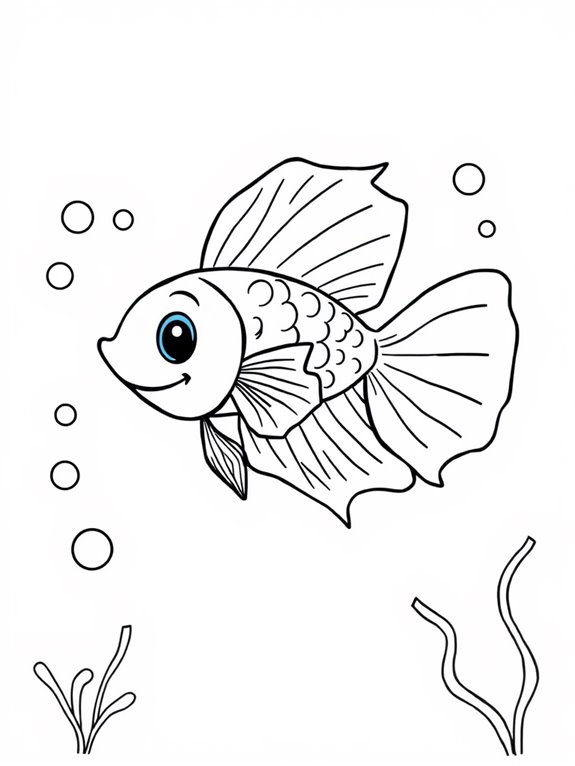 cartoon betta fish coloring page