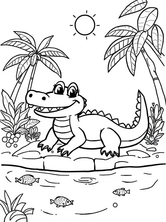 cartoon crocodiles coloring page