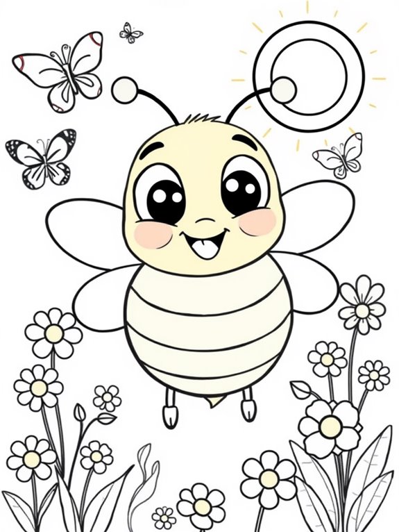 cartoon honeybee coloring page