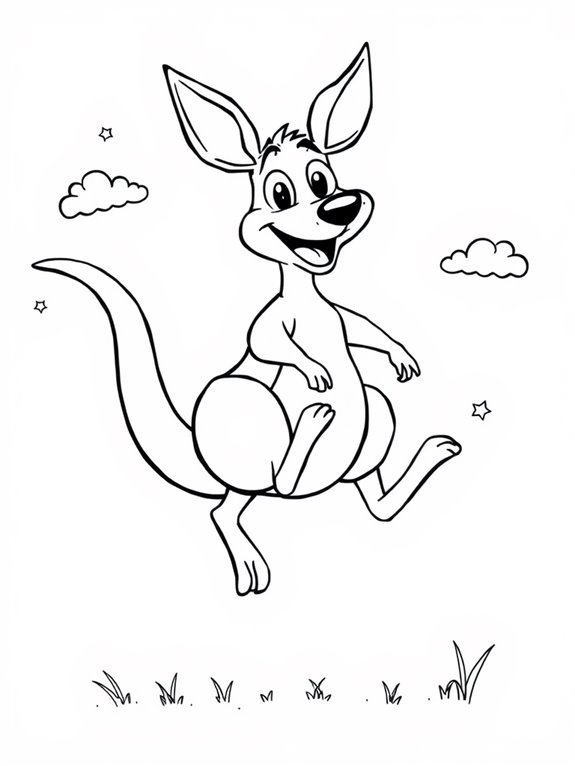 cartoon kangaroo jumping illustration