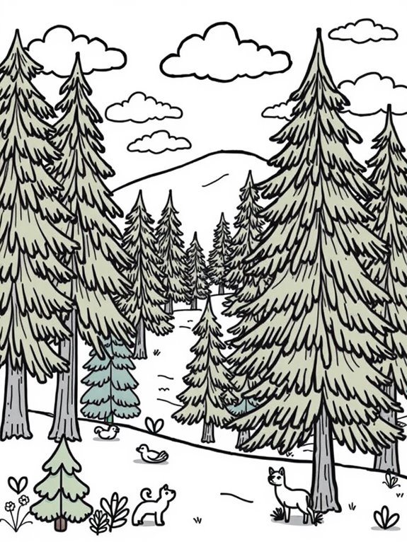 cartoon pine forest coloring