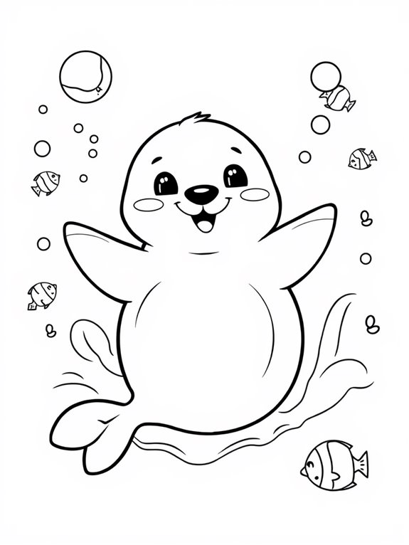 cartoon seals coloring page