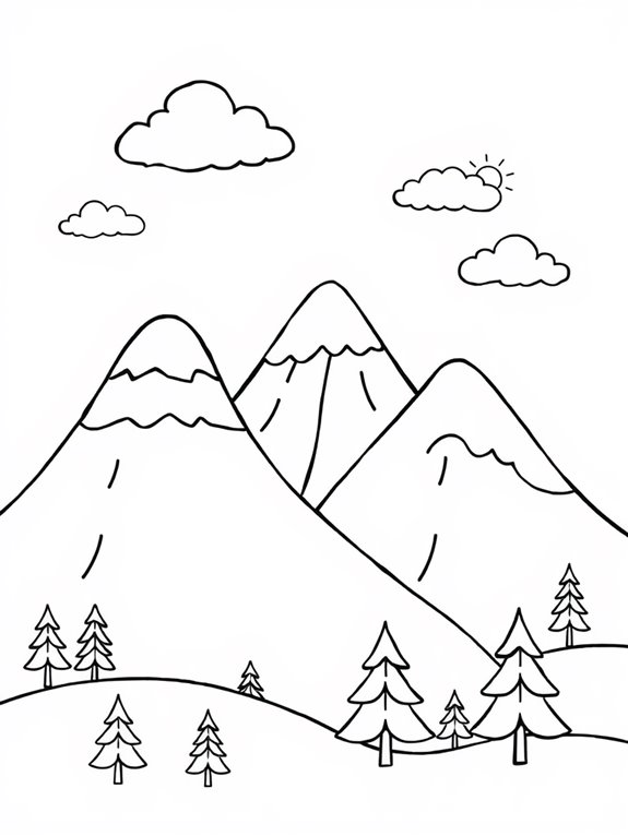 cartoon snowy mountain scene