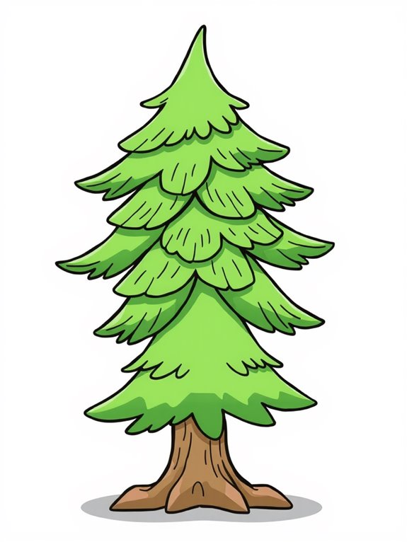 cartoon spruce tree coloring page