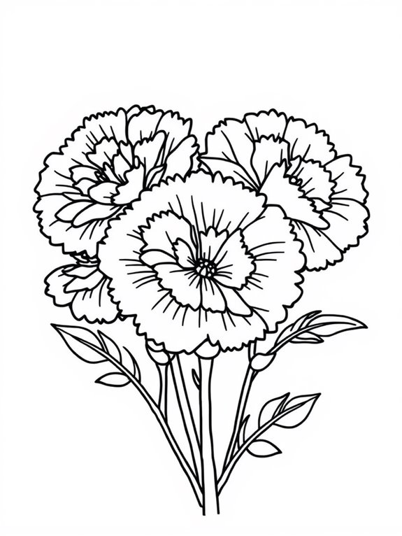 cartoon style carnation coloring page