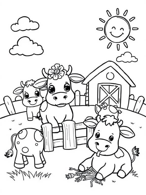 cartoon style cute cows