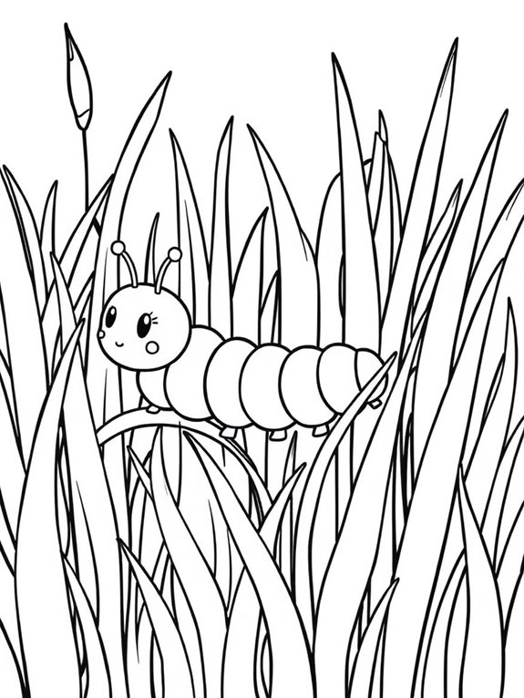 caterpillar in grassy surroundings