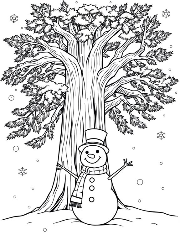 cedar trees and snowman