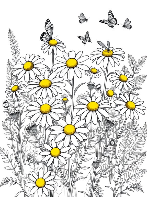 chamomile flowers coloring page