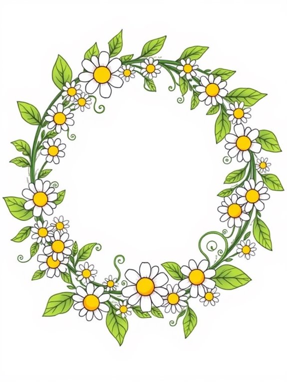 chamomile wreath coloring page