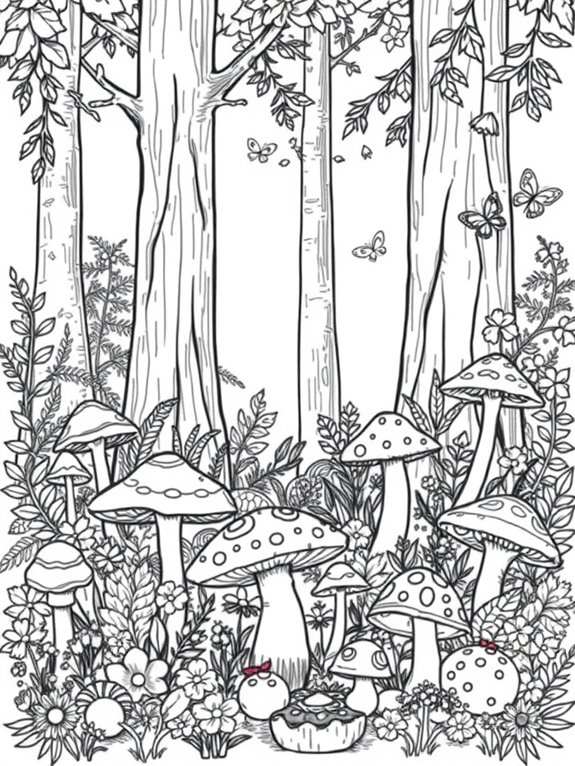 charming mushrooms in forest