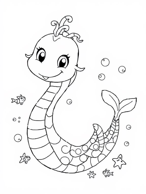 charming sea serpent illustration