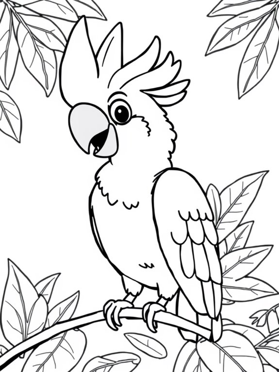 cheerful cockatoo coloring page