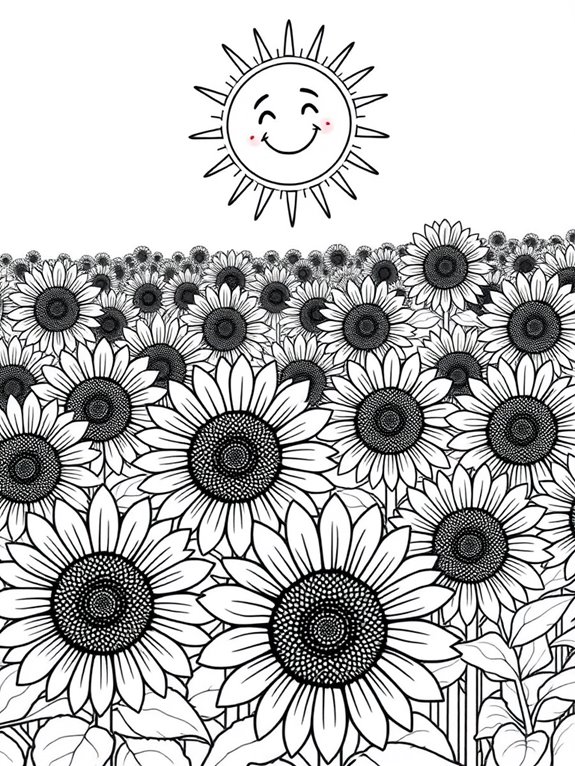 cheerful sunflower field scene