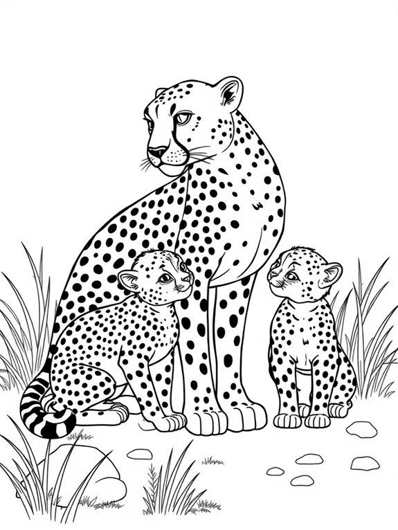 cheetah family coloring activity