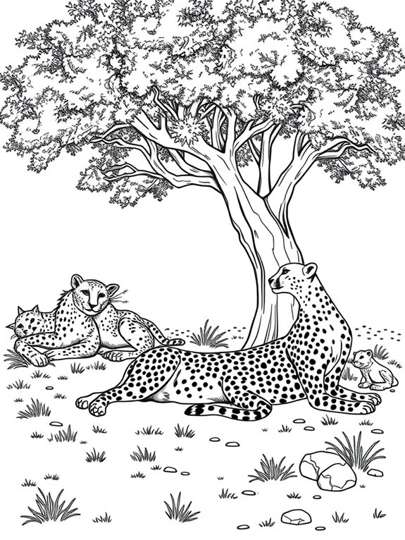 cheetahs relaxing coloring page