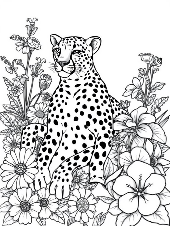 cheetahs surrounded by flowers