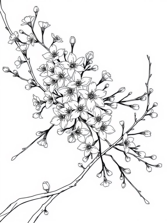 cherry blossom branch outline