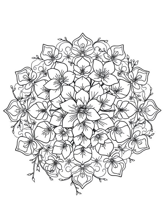 cherry blossom mandala coloring