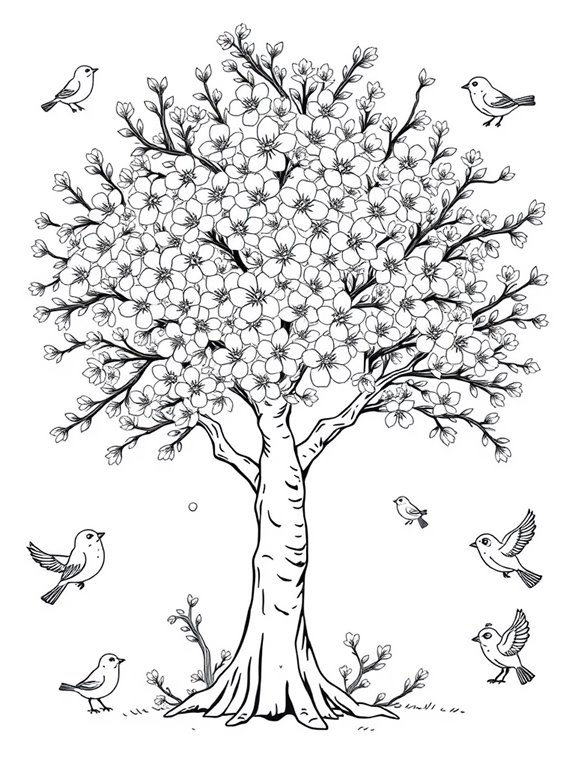 cherry tree with birds