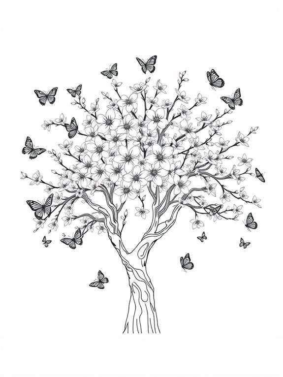 cherry tree with butterflies