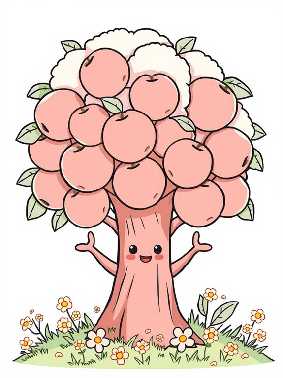 chibi peach tree illustration