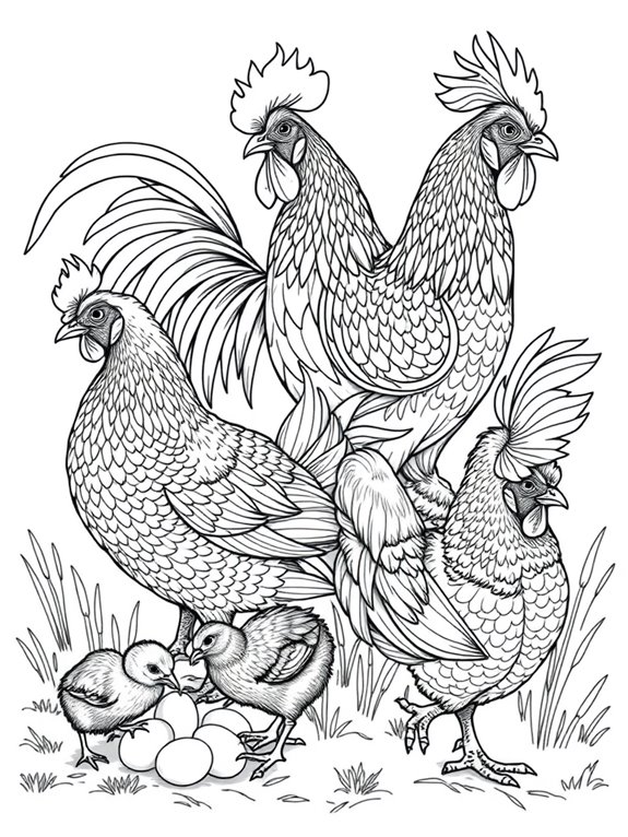 chickens coloring page design