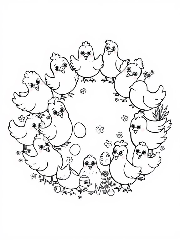 chickens in circular design