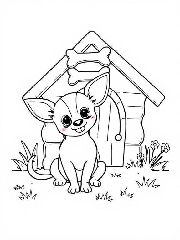 chihuahua beside doghouse illustration