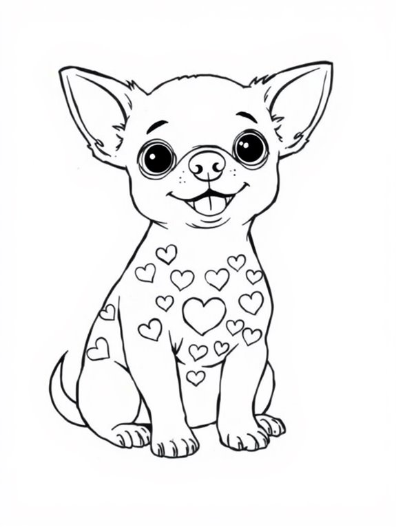 chihuahua heart pattern coloring page