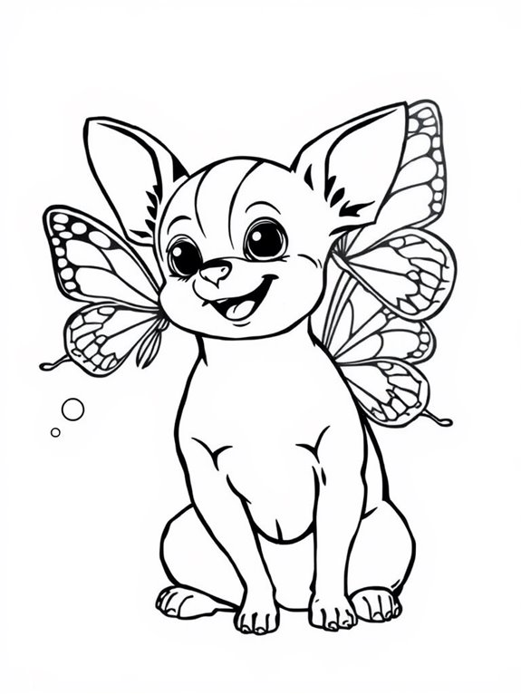 chihuahua with butterfly illustration