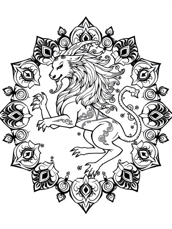 chimera mandala coloring page