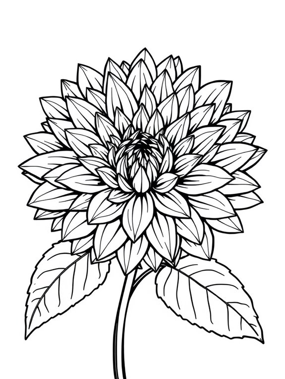 chrysanthemum line art coloring