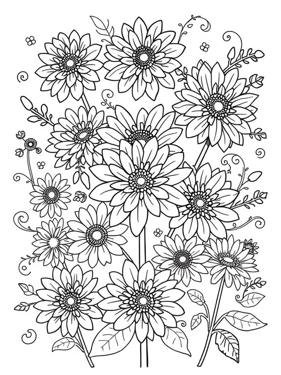 chrysanthemums coloring page design