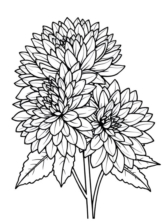 chrysanthemums coloring page outline