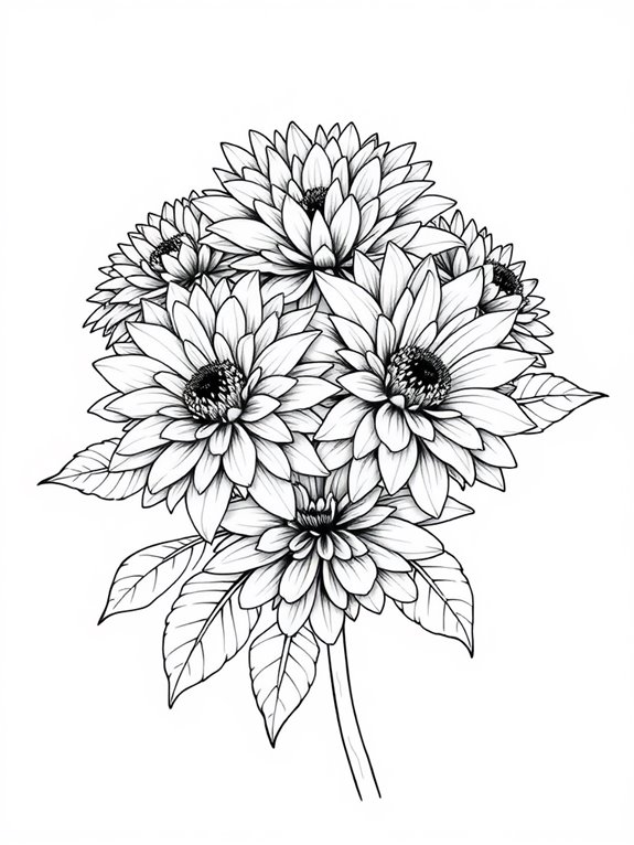 chrysanthemums floral coloring page