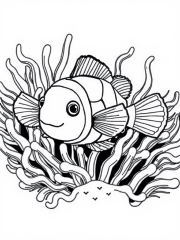 clownfish and anemone illustration