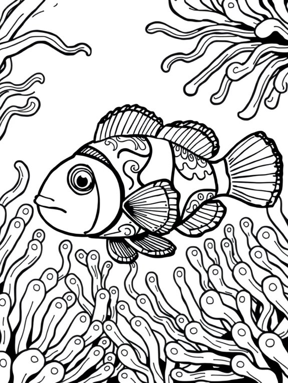 clownfish coloring page design