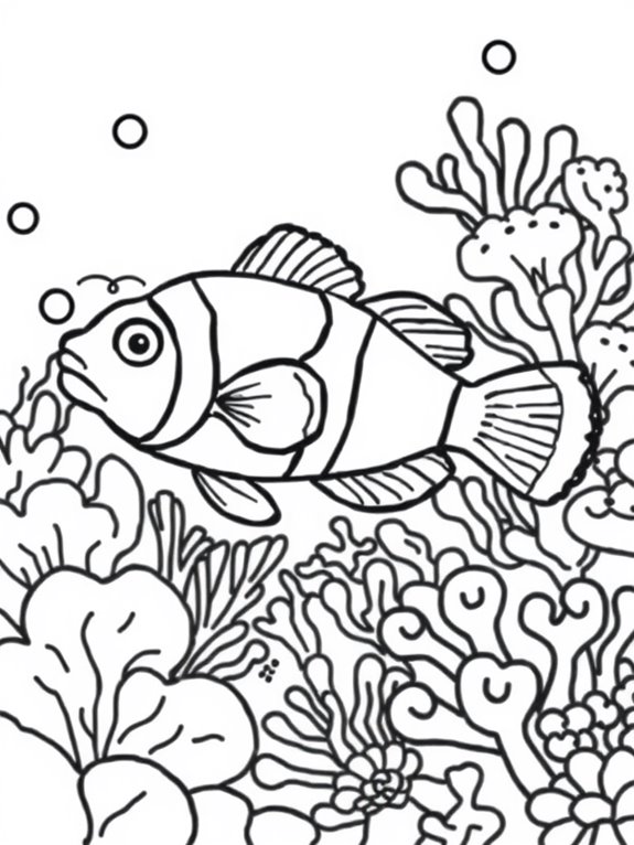 clownfish coloring page outline