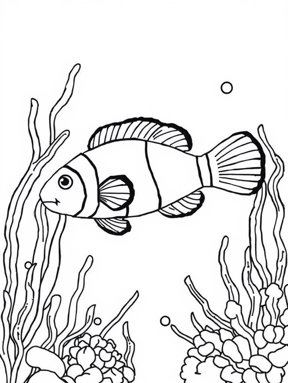 clownfish swimming coloring activity