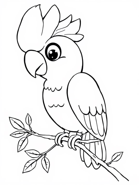 cockatoo on branch coloring