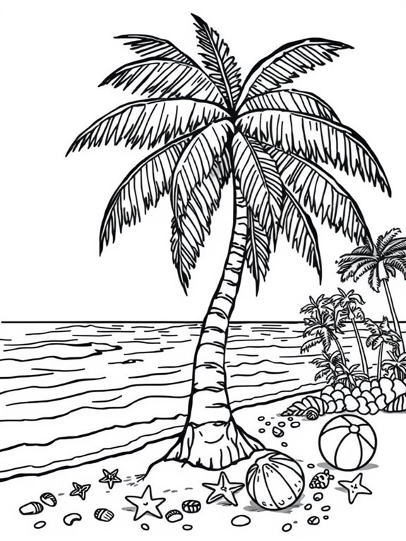 coconut tree beach scene