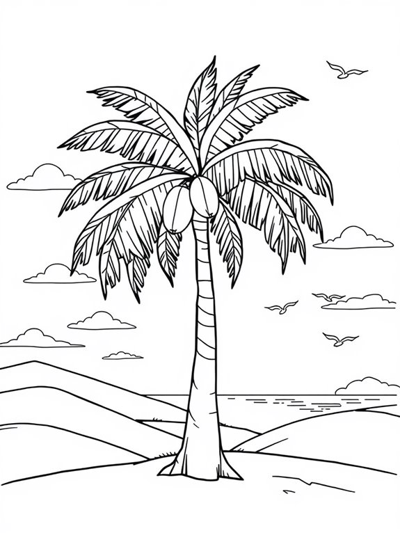 coconut tree coloring page