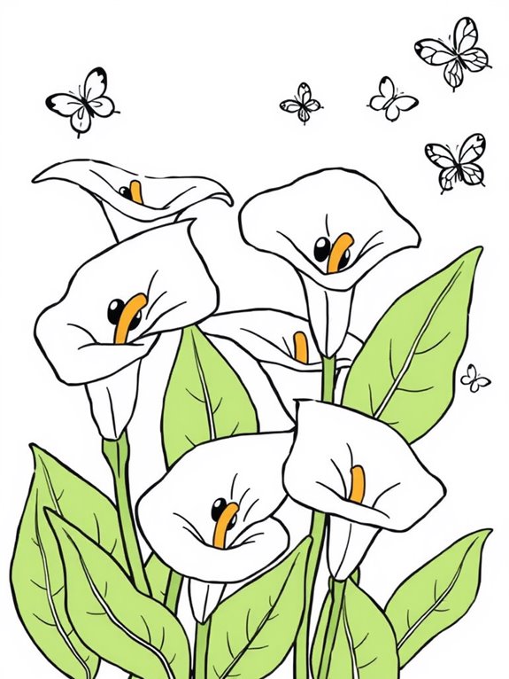 colorful cartoon calla lilies