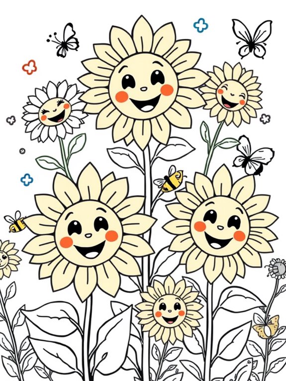 colorful cartoon sunflower art