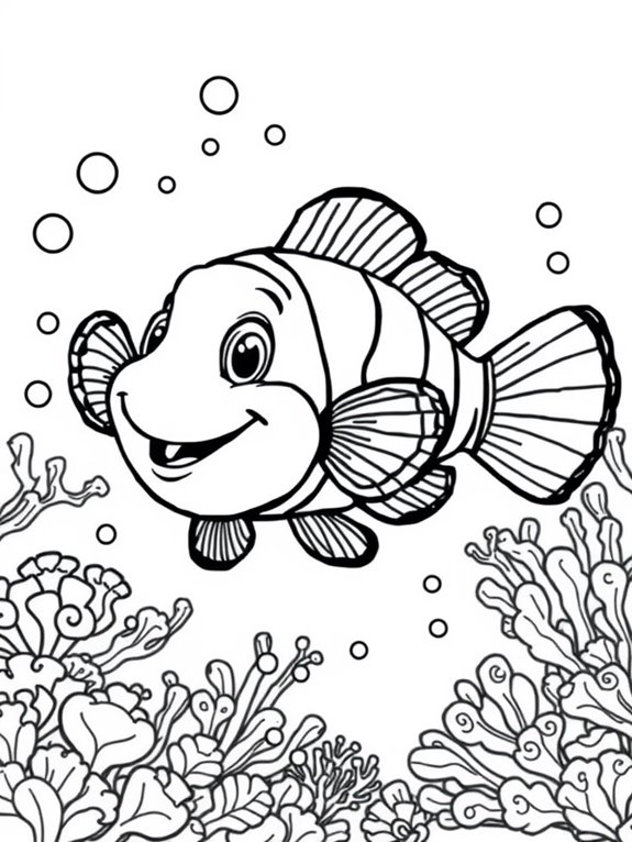 colorful clownfish coloring page