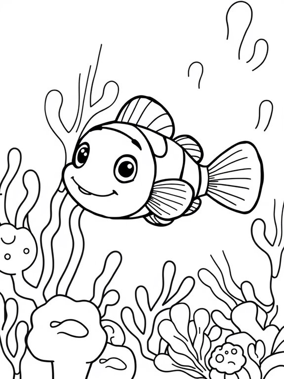 colorful clownfish coloring page