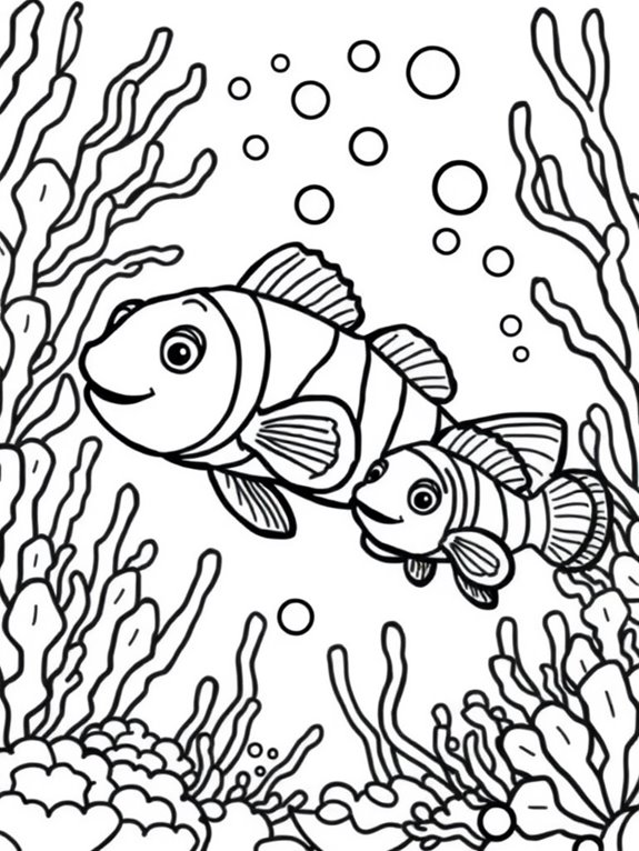 colorful clownfish family illustration